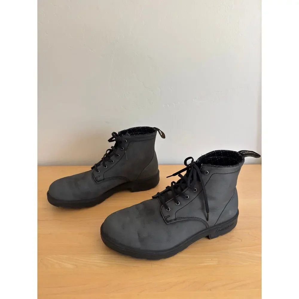 Blundstone Lace-Up Boots - Rustic Black Distressed Leather US 9